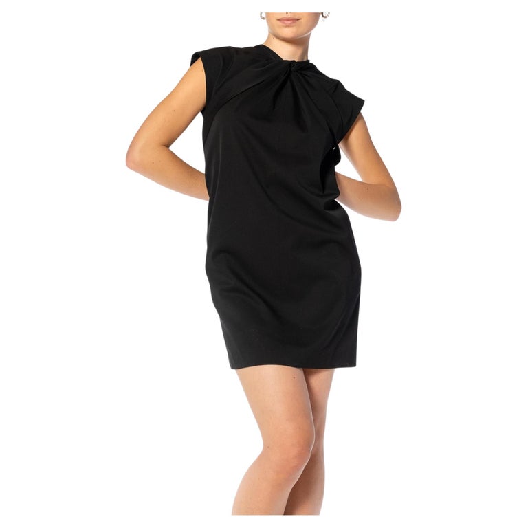 2000S GUCCI Black Wool Sleeveless Cocktail Dress With Asymmetrical Gathered Nec 2000S GUCCI Black Wool Sleeveless Cocktail Dress With Asymmetrical Gathered Nec