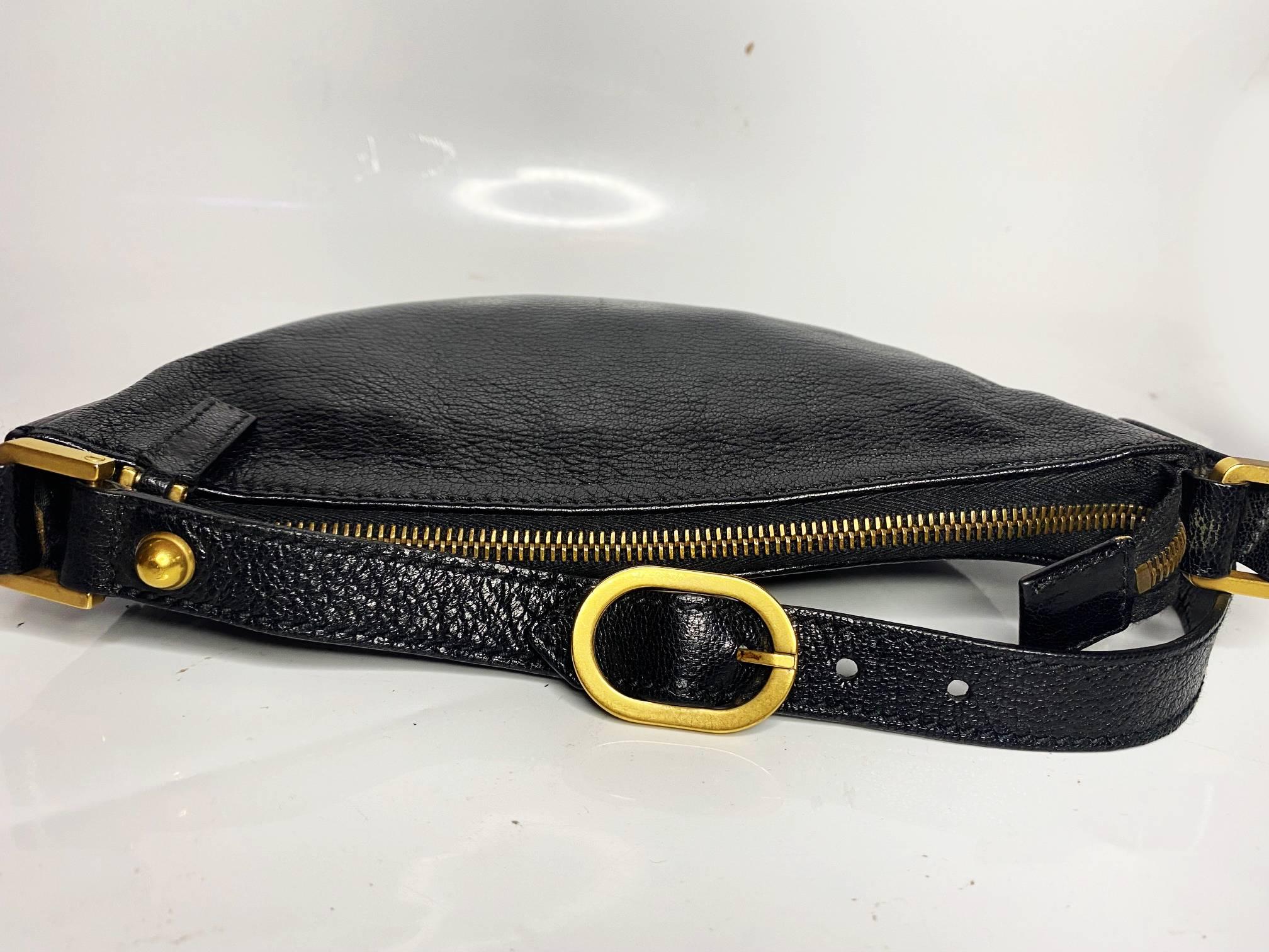 2000s Gucci Blondie Studded Small Hobo Bag in Black Leather 4