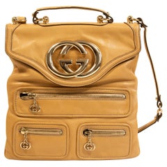 Borsa a tracolla/maniglia in pelle Gucci Britt Beige degli anni 2000