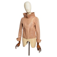 2000's Gucci by Frida Giannini Chaqueta de cuero marrón tostado recortada y ajustada