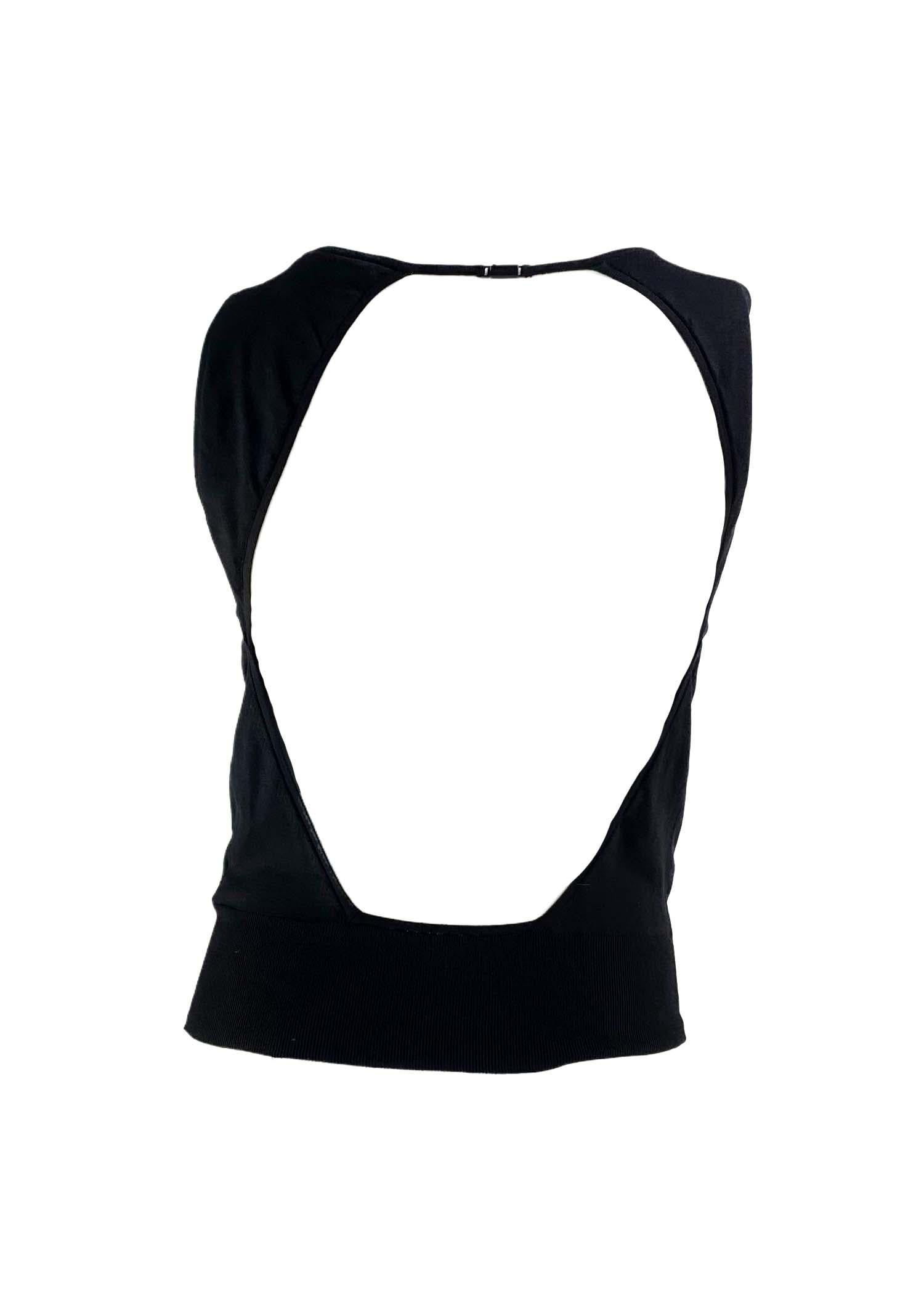 Women's 2000s Gucci by Tom Ford Backless Logo Clasp Black Knit Silk Tank Top For Sale