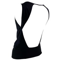 2000s Gucci by Tom Ford Backless Logo Clasp Black Knit Silk Tank Top