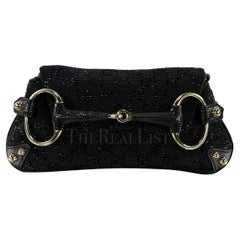 2000s Gucci by Tom Ford Beaded GG Horsebit Lizard Convertible Chain Clutch
