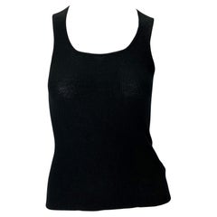 2000s Gucci by Tom Ford Black Cashmere Stretch Knit Tank Top Ribbed