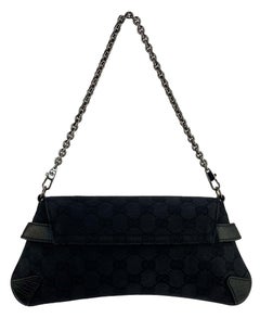 2000s Gucci by Tom Ford Black 'GG' Medium Horsebit Convertible Clutch
