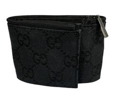 2000s Gucci by Tom Ford Black 'GG' Monogram Wrap Pouch Bracelet