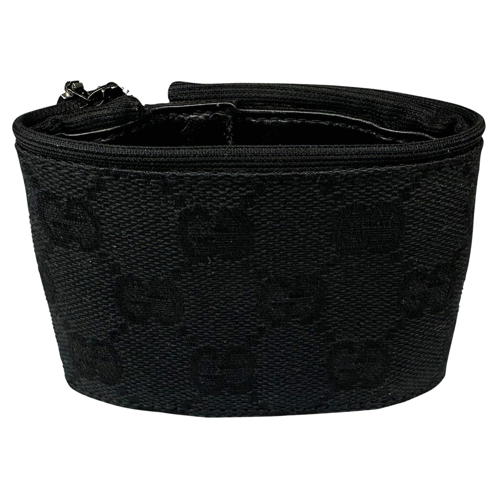 2000s Gucci by Tom Ford Black 'GG' Monogram Wrap Pouch Bracelet For Sale
