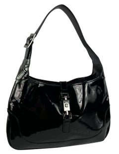 2000s Gucci by Tom Ford Black Patent Leather Jackie Shoulder Bag