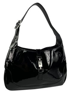 Borsa a spalla Gucci by Tom Ford anni 2000 in pelle verniciata nera Jackie