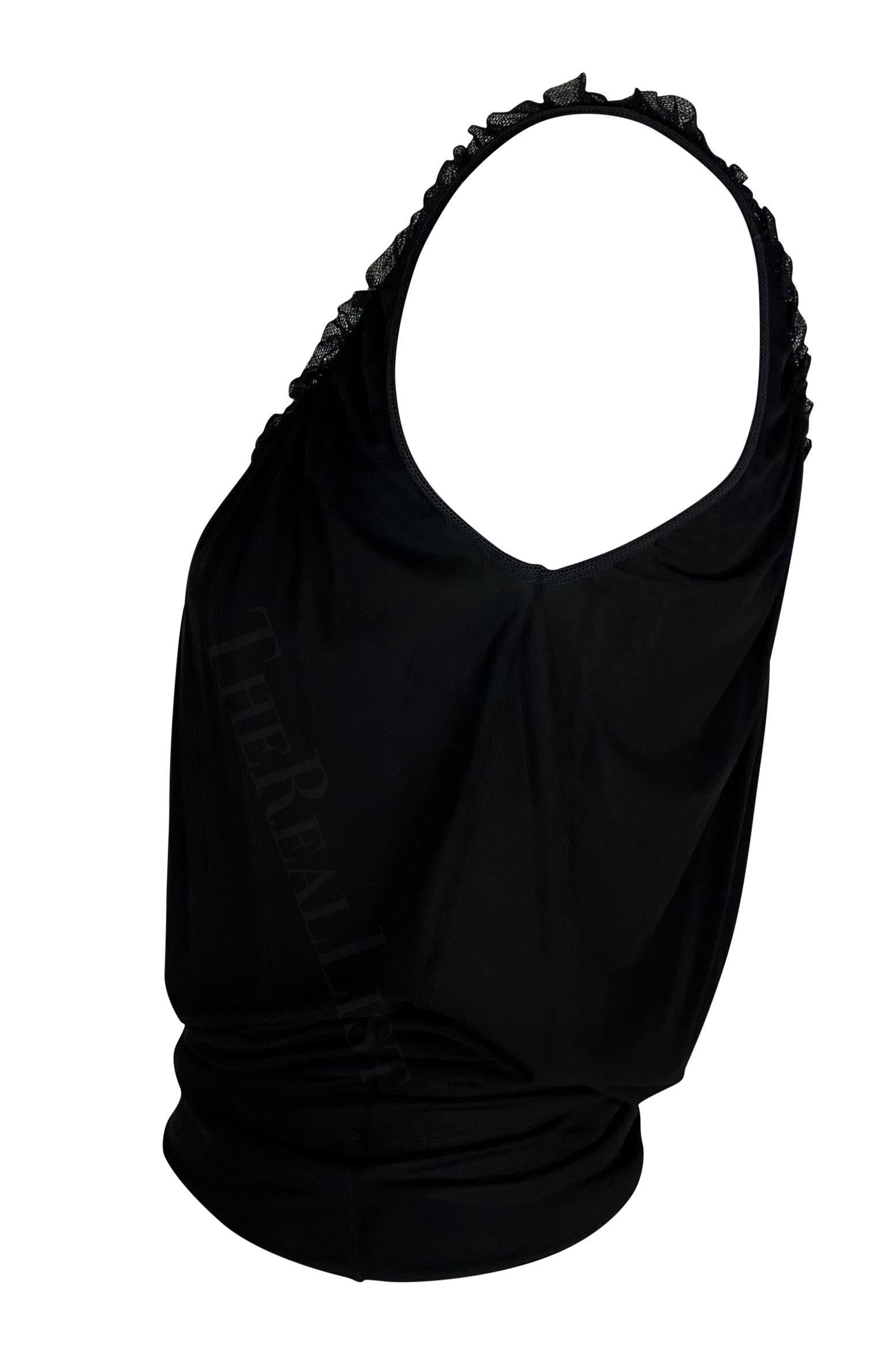 Noir 2000s Gucci by Tom Ford Black Ruffle Bodycon Stretch Tank Top en vente