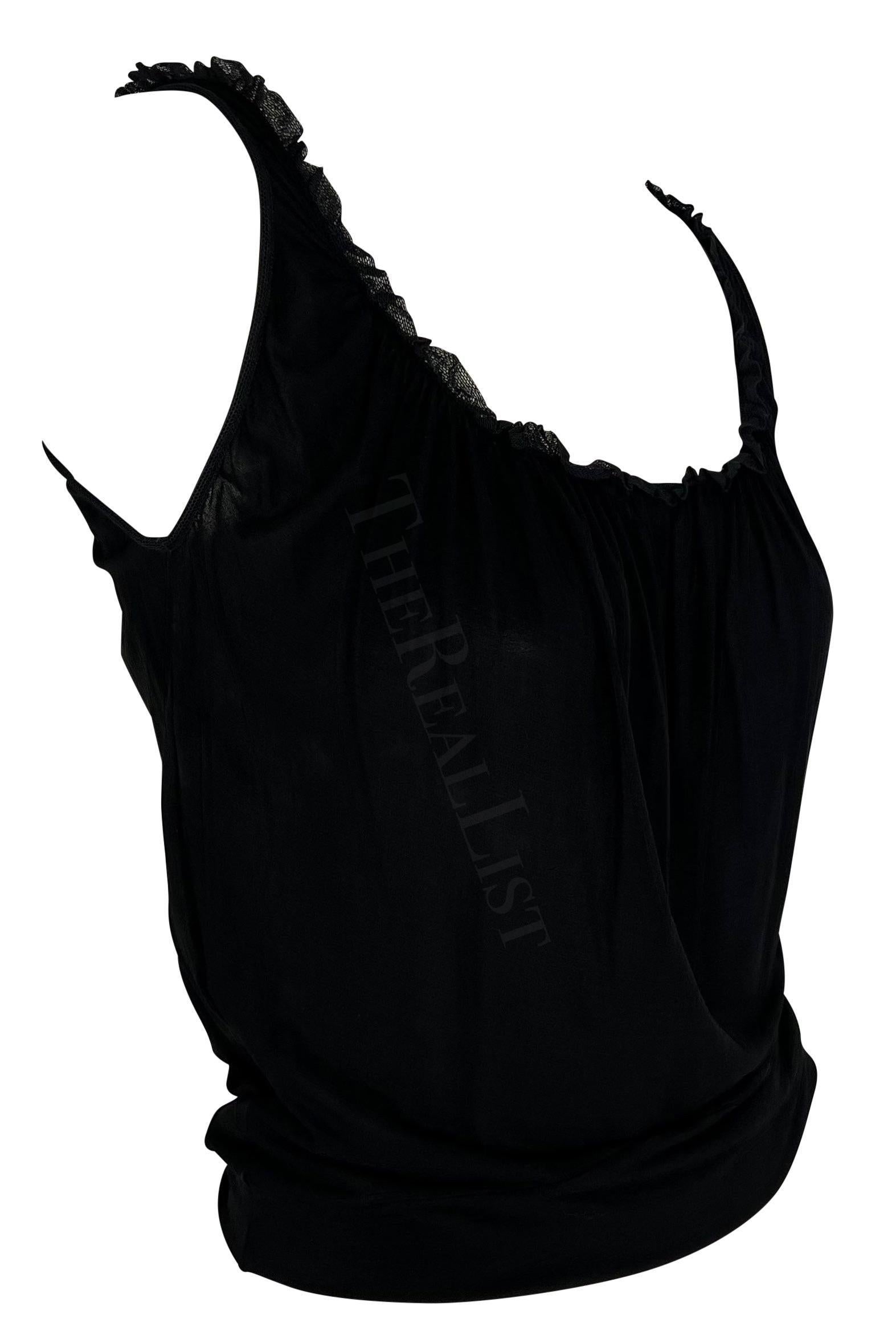 2000s Gucci by Tom Ford Black Ruffle Bodycon Stretch Tank Top en vente 2