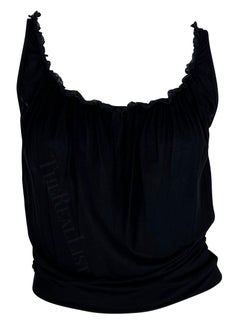 2000s Gucci by Tom Ford Camiseta de tirantes elástica negra con volantes