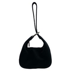 2000s Gucci by Tom Ford Black Hoop Mini Wristlet Satin Black