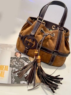 2000s Gucci by Tom Ford Brown GG Interlocking Suede Handbag