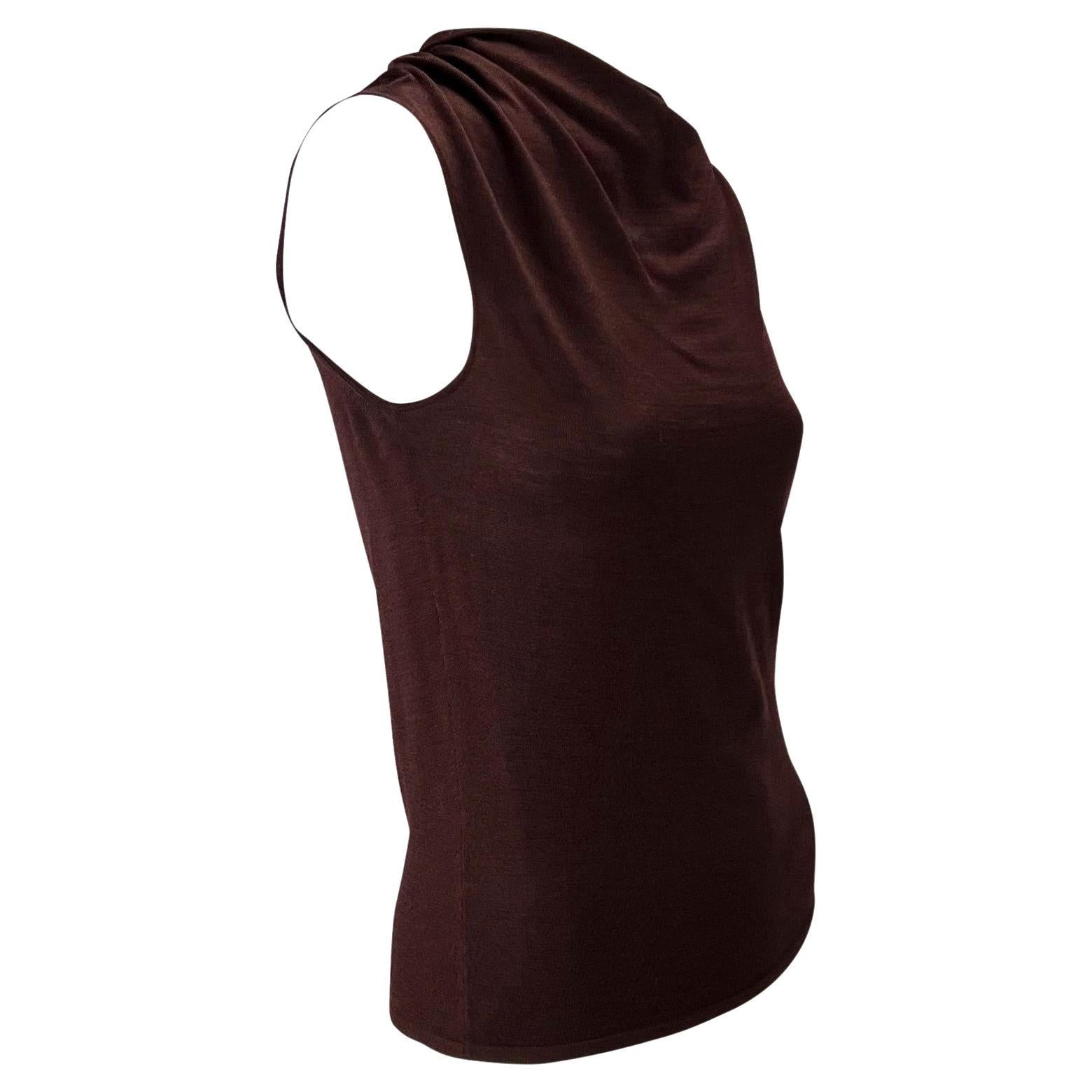 2000s Gucci by Tom Ford Burgundy Stretch Knit Asymmetric Buckle Sleeveless Top In Excellent Condition In West Hollywood, CA