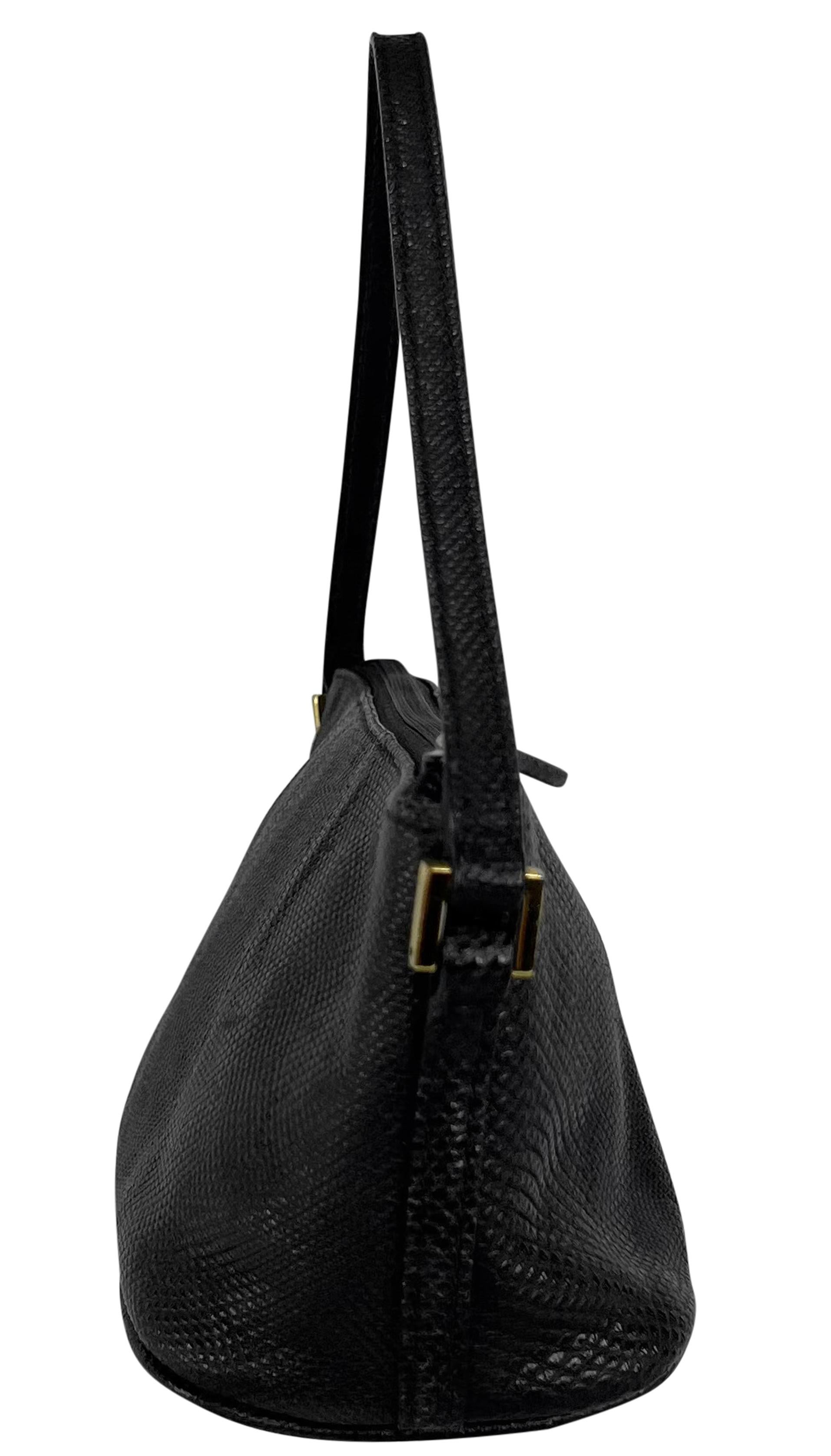2000s Gucci by Tom Ford Genuine Karung Snakeskin Black Mini Pochette Bag For Sale 1