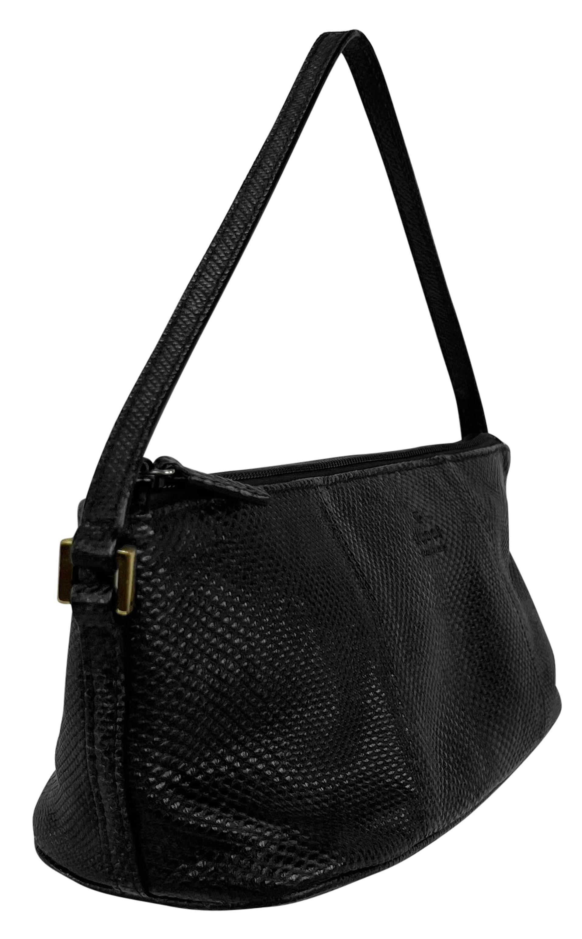 2000s Gucci by Tom Ford Genuine Karung Snakeskin Black Mini Pochette Bag For Sale 2