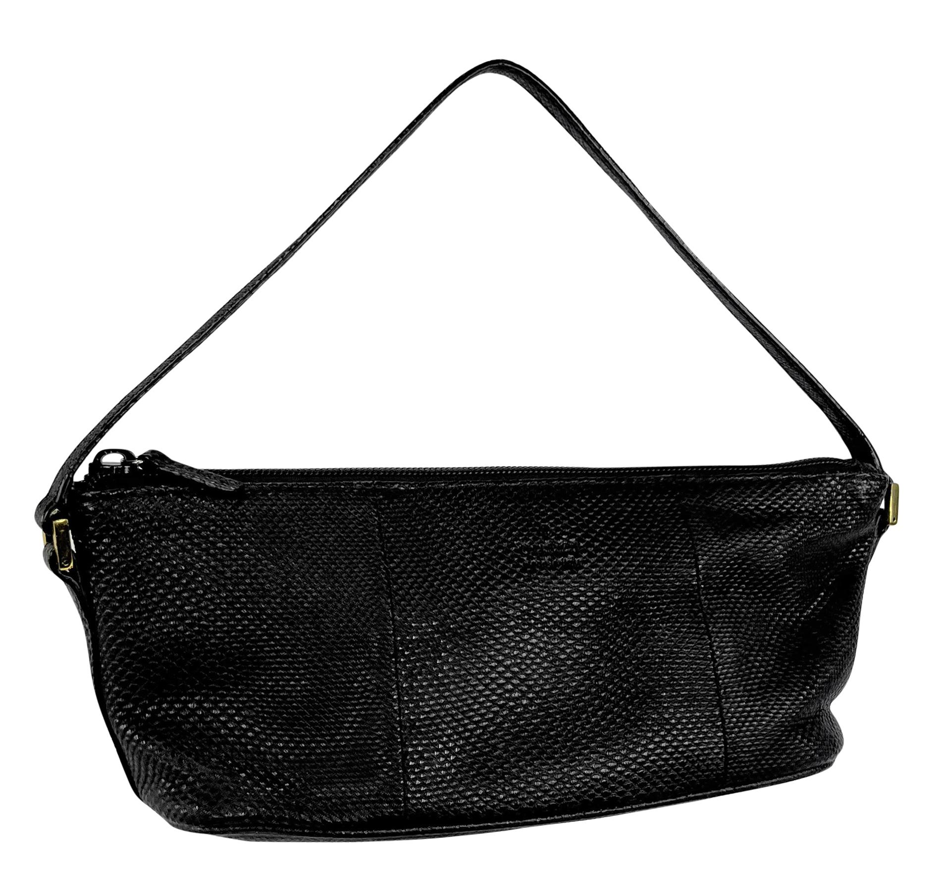 2000s Gucci by Tom Ford Genuine Karung Snakeskin Black Mini Pochette Bag For Sale 3