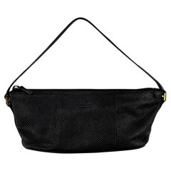 2000s Gucci by Tom Ford Genuine Karung Snakeskin Black Mini Pochette Bag