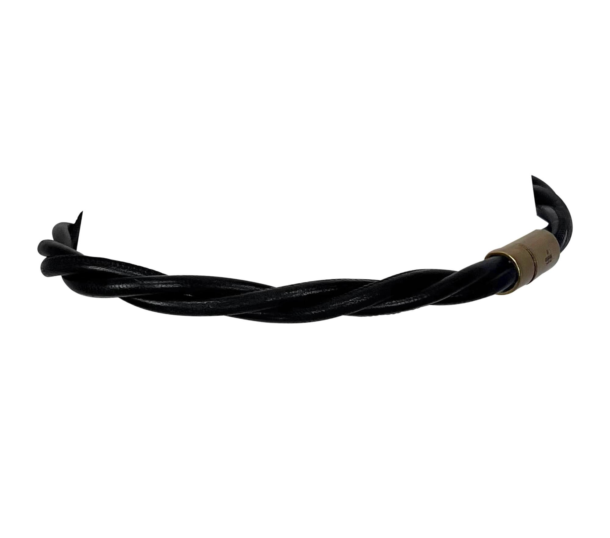 2000s Gucci by Tom Ford Gold Tone Twisted Black Leather Cord Waist Belt For Sale 2
