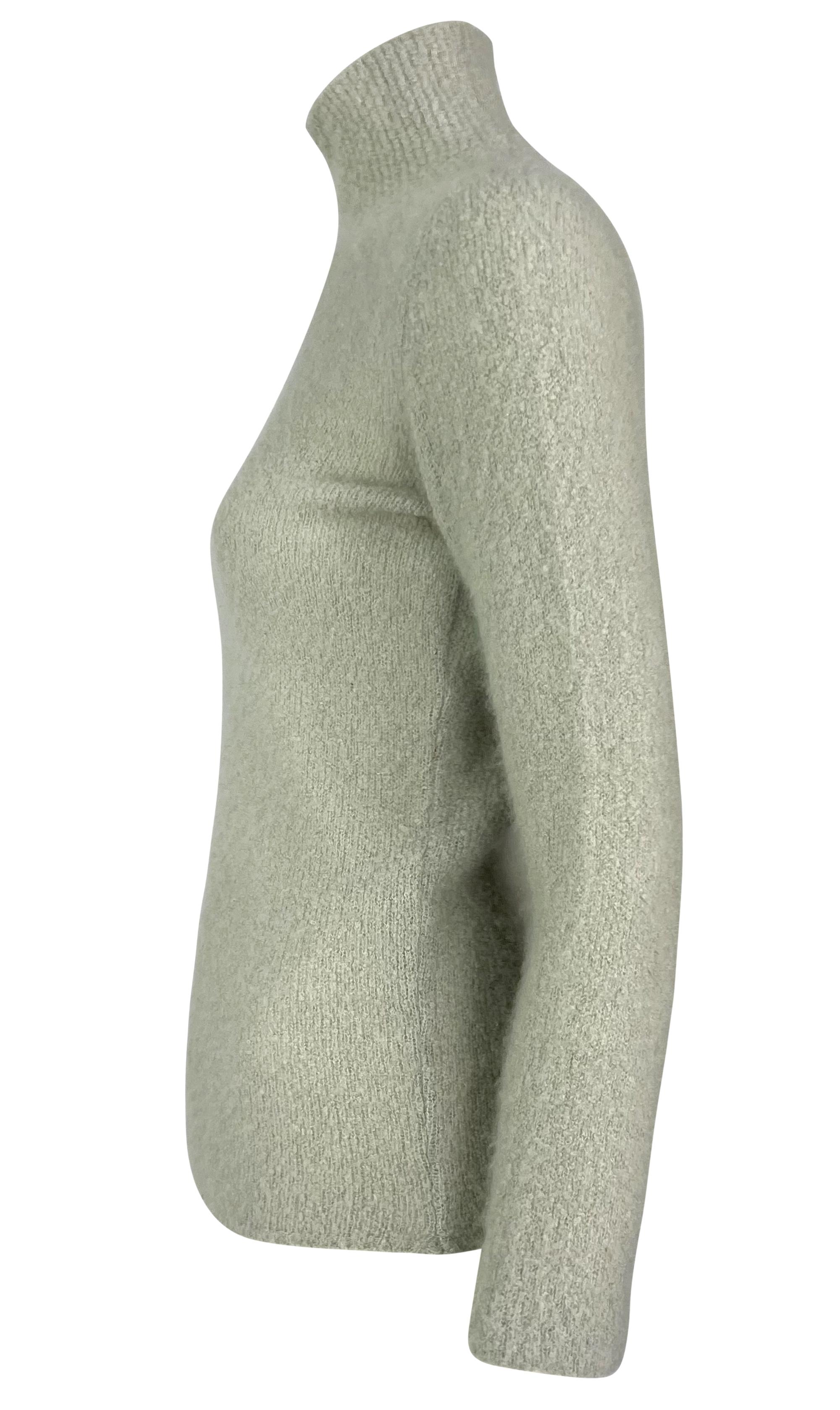 Gray 2000s Gucci by Tom Ford Light Blue Stretch Knit Mockneck Sweater For Sale