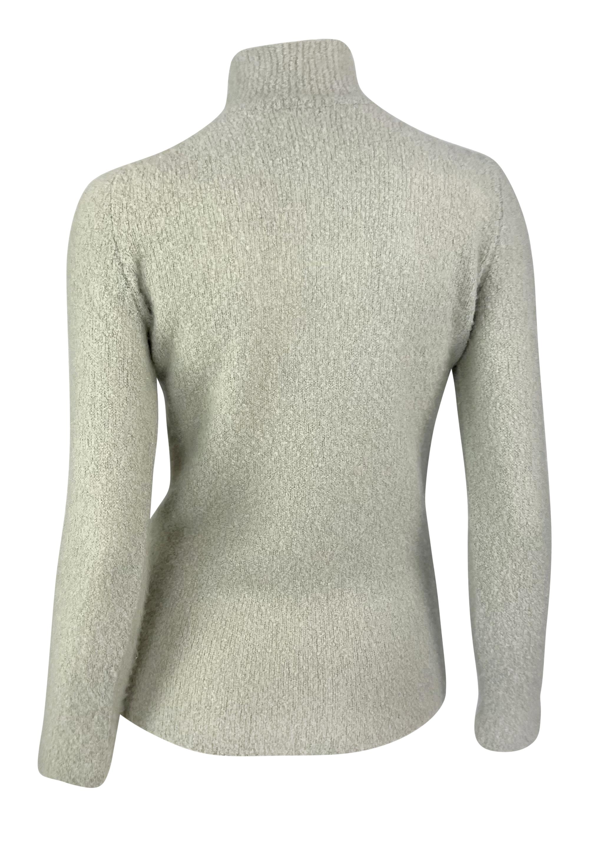 2000s Gucci by Tom Ford Light Blue Stretch Knit Mockneck Sweater In Good Condition For Sale In West Hollywood, CA