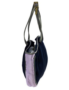 2000s Gucci by Tom Ford Mini Purple Pleated Satin Draw String Bag