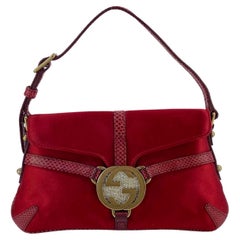 2000s Gucci by Tom Ford Mini Reins Red Lizard Silk Satin Rhinestone Thong Bag