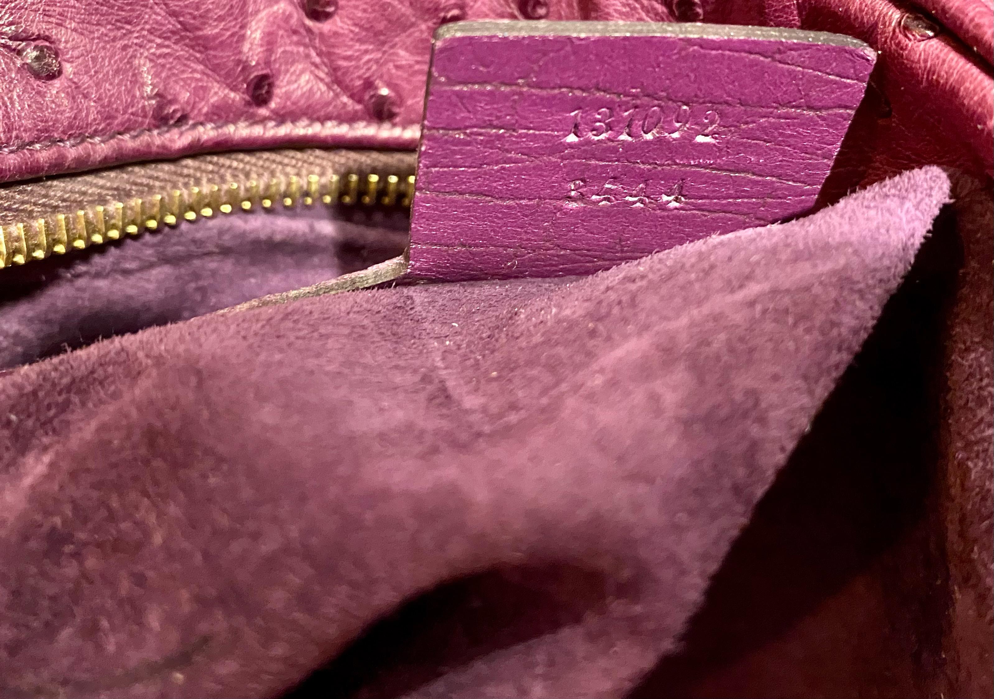 Women's 2000s Gucci by Tom Ford Purple Ostrich Horsebit Oversized Shoulder Bag Y2K