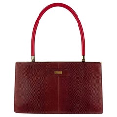 2000s Gucci by Tom Ford Red Karung Snake Skin Lucite Top Handle Bag