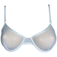 2000's Gucci by Tom Ford Sheer Ivory Mesh Gold Logo Clasp Bra Lingerie