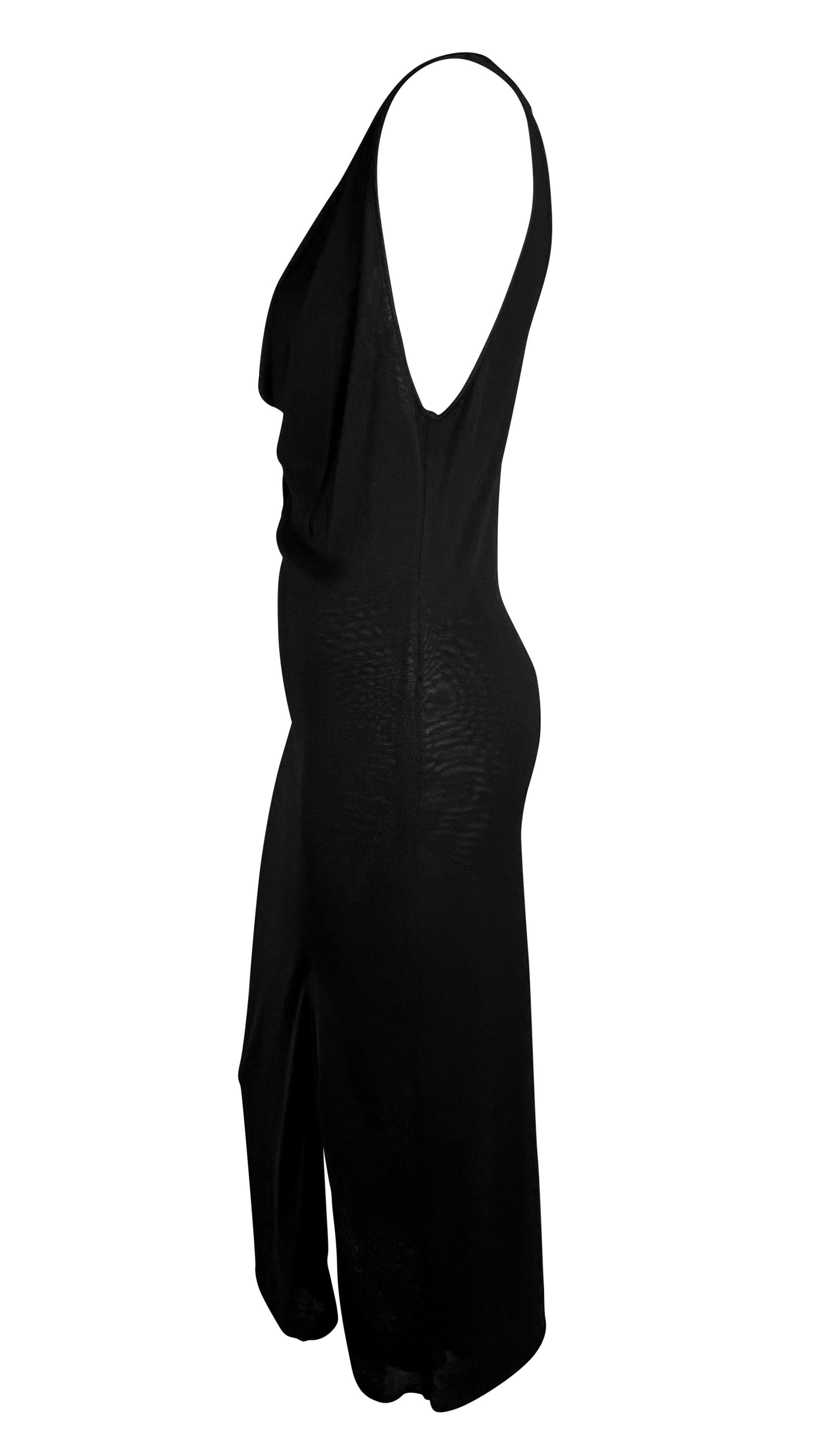 Nero Gucci by Tom Ford anni 2000 - Vestito nero senza maniche con cappuccio in viscosa elastica e trasparente in vendita