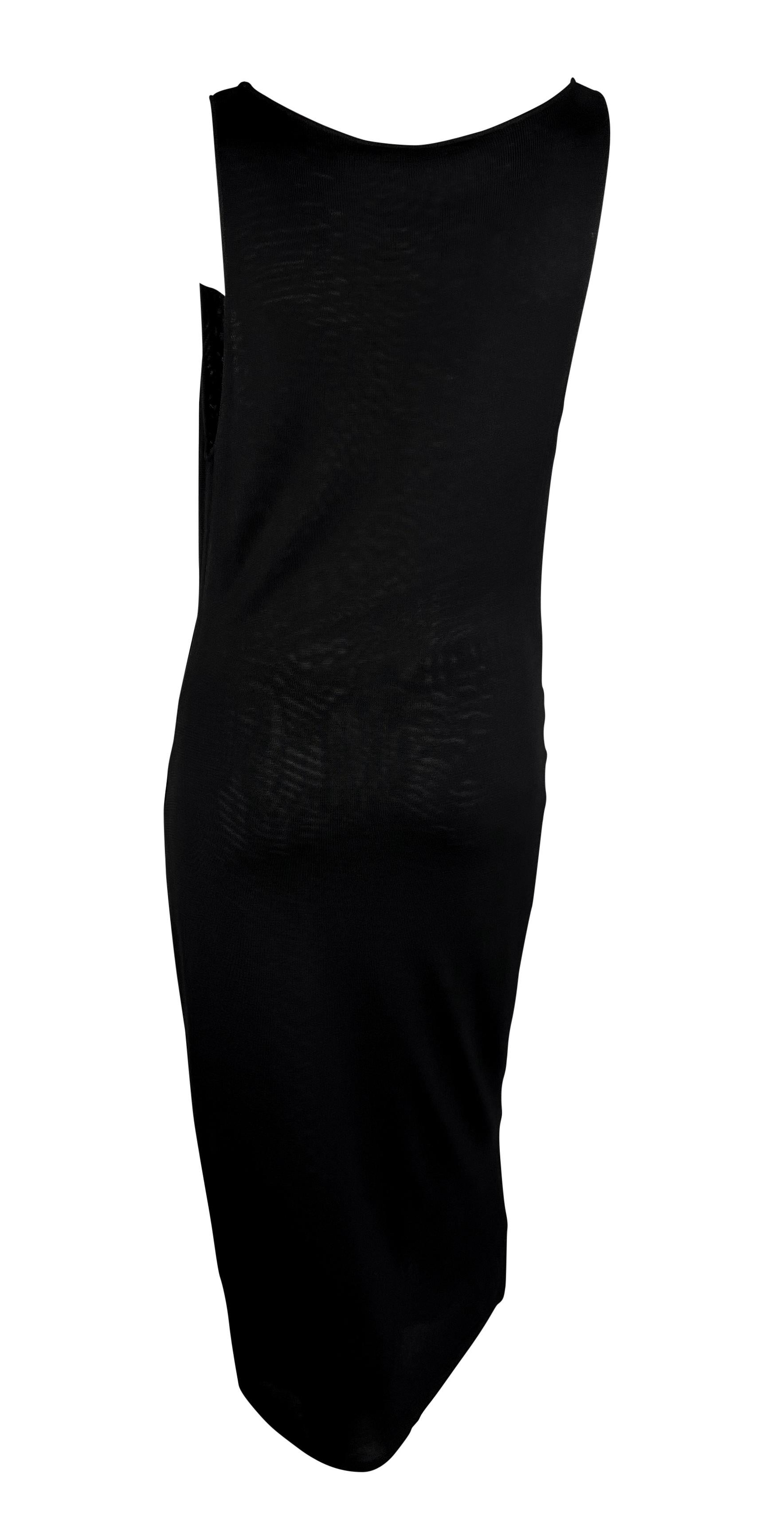 Gucci by Tom Ford anni 2000 - Vestito nero senza maniche con cappuccio in viscosa elastica e trasparente In condizioni ottime in vendita a West Hollywood, CA