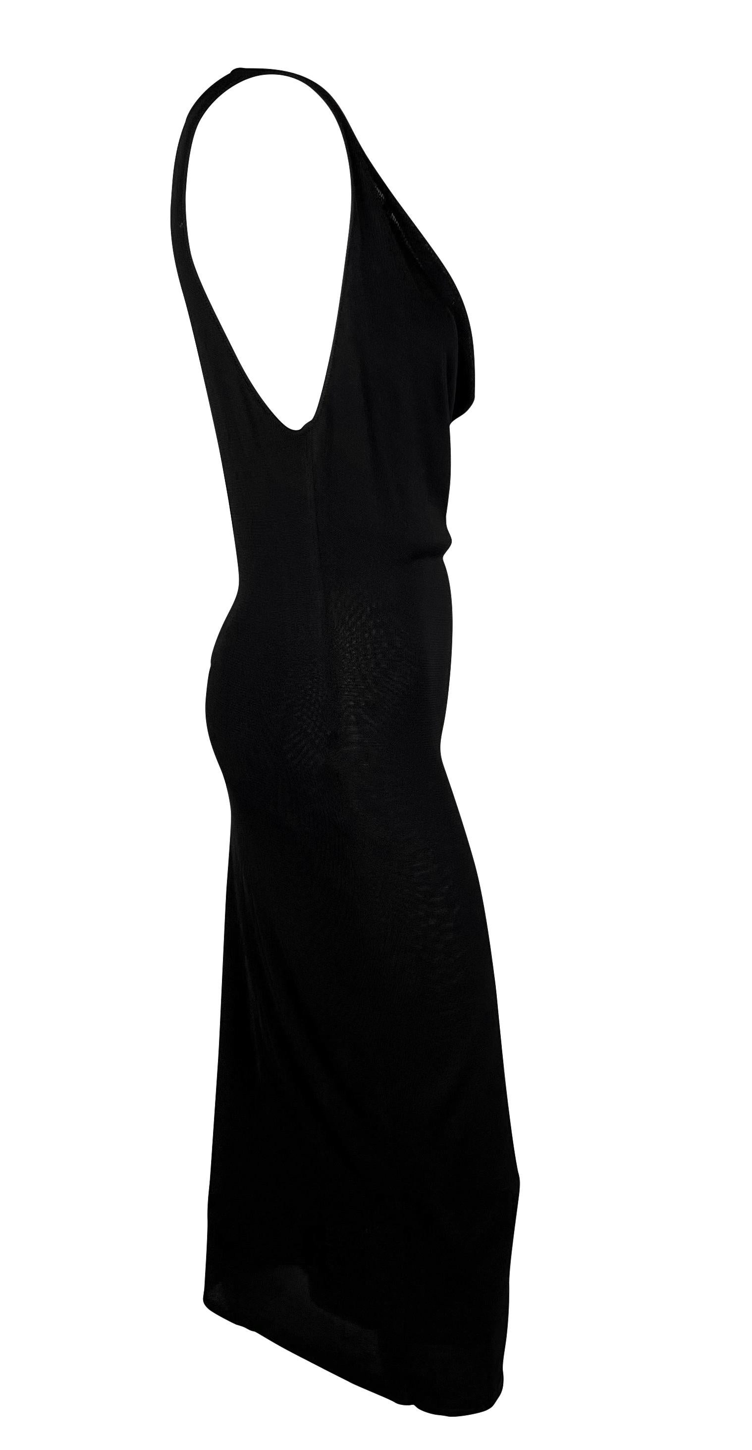 Donna Gucci by Tom Ford anni 2000 - Vestito nero senza maniche con cappuccio in viscosa elastica e trasparente in vendita