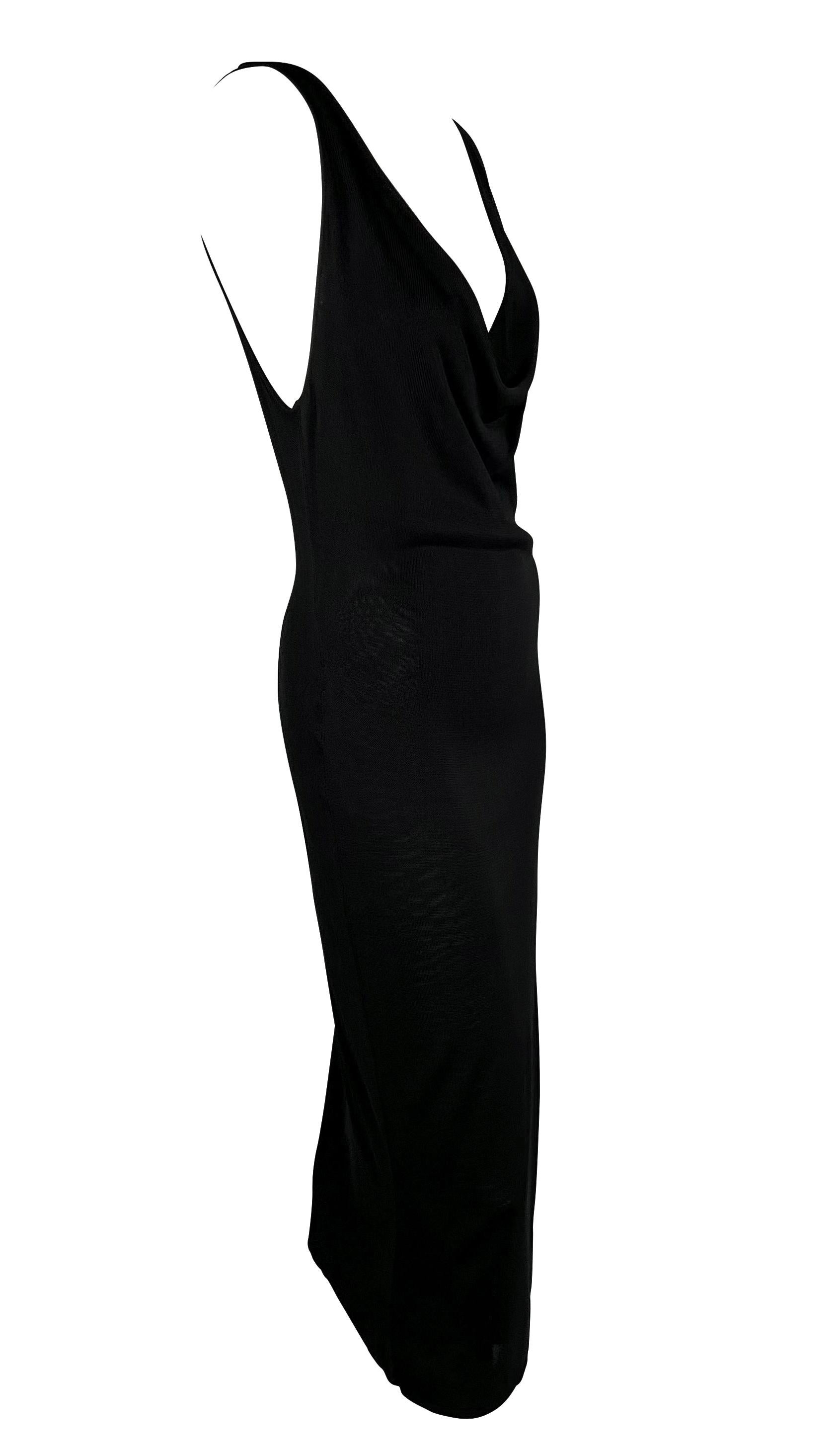 Gucci by Tom Ford anni 2000 - Vestito nero senza maniche con cappuccio in viscosa elastica e trasparente in vendita 1