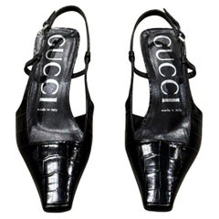 2000s Gucci talons slingback en croc embossé