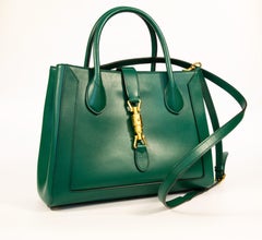 2000s Gucci Emerald Green Leather Jackie 1961 2 -Way Bag