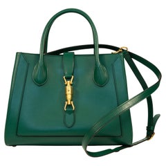 2000s Gucci Emerald Green Leather Jackie 1961 2 -Way Bag