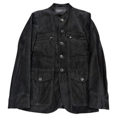 2000s Gucci faded black suede safari jacket