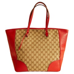 2000s Gucci GG Canvas Red Leather Shoulder Bag