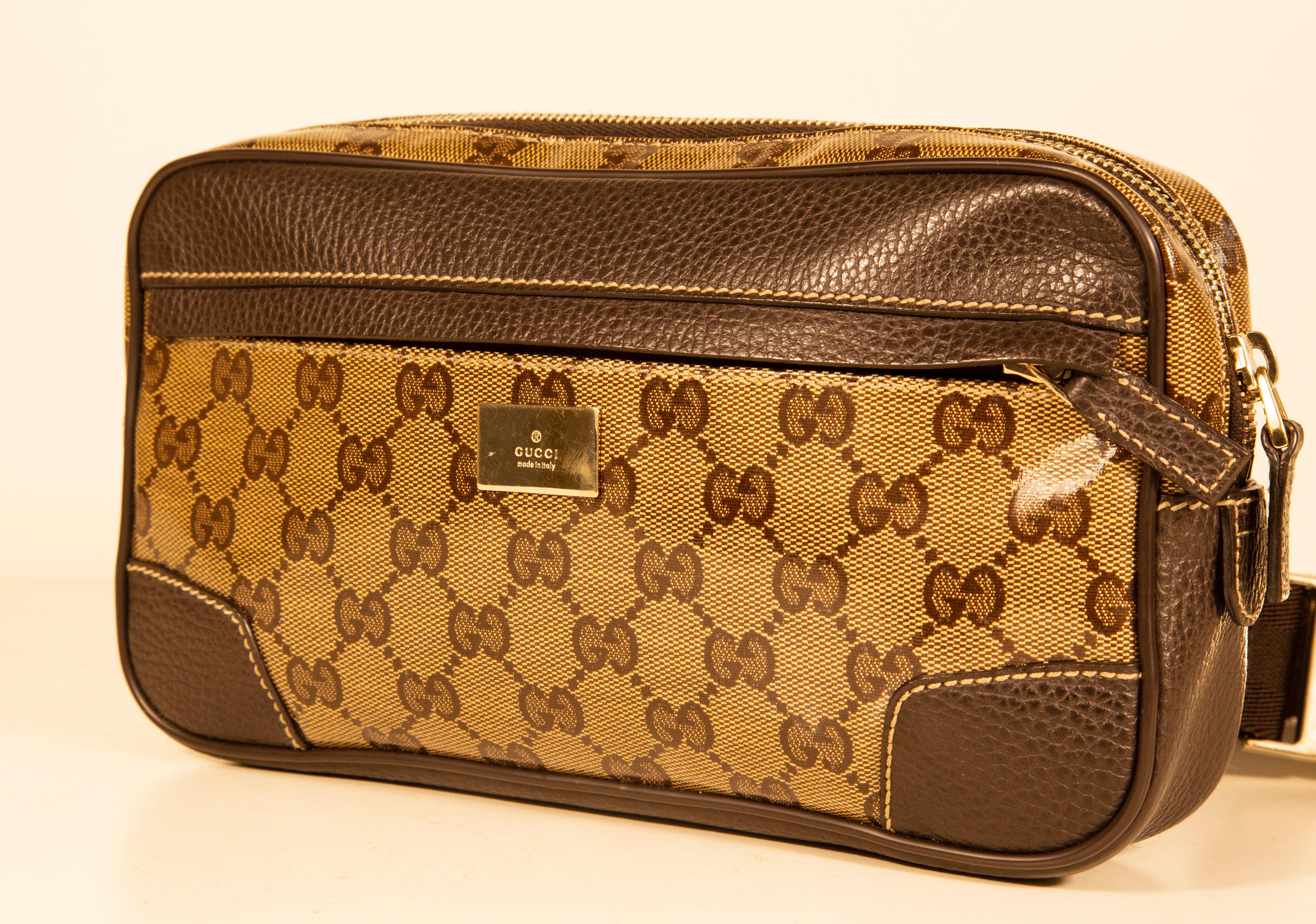 Marrone Borsa Gucci GG anni 2000 in PVC con cristalli e pelle marrone in vendita