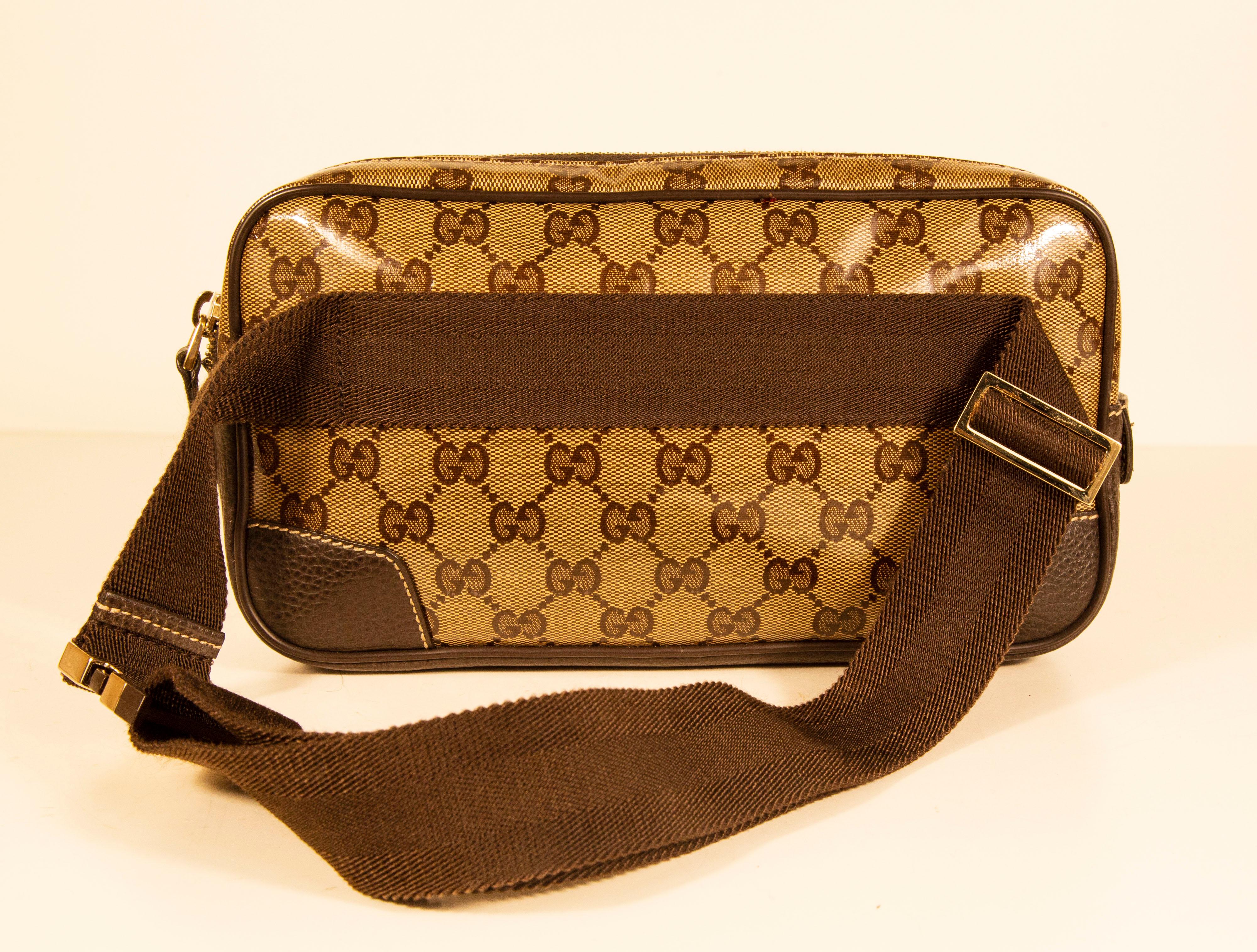 Borsa Gucci GG anni 2000 in PVC con cristalli e pelle marrone in vendita 1
