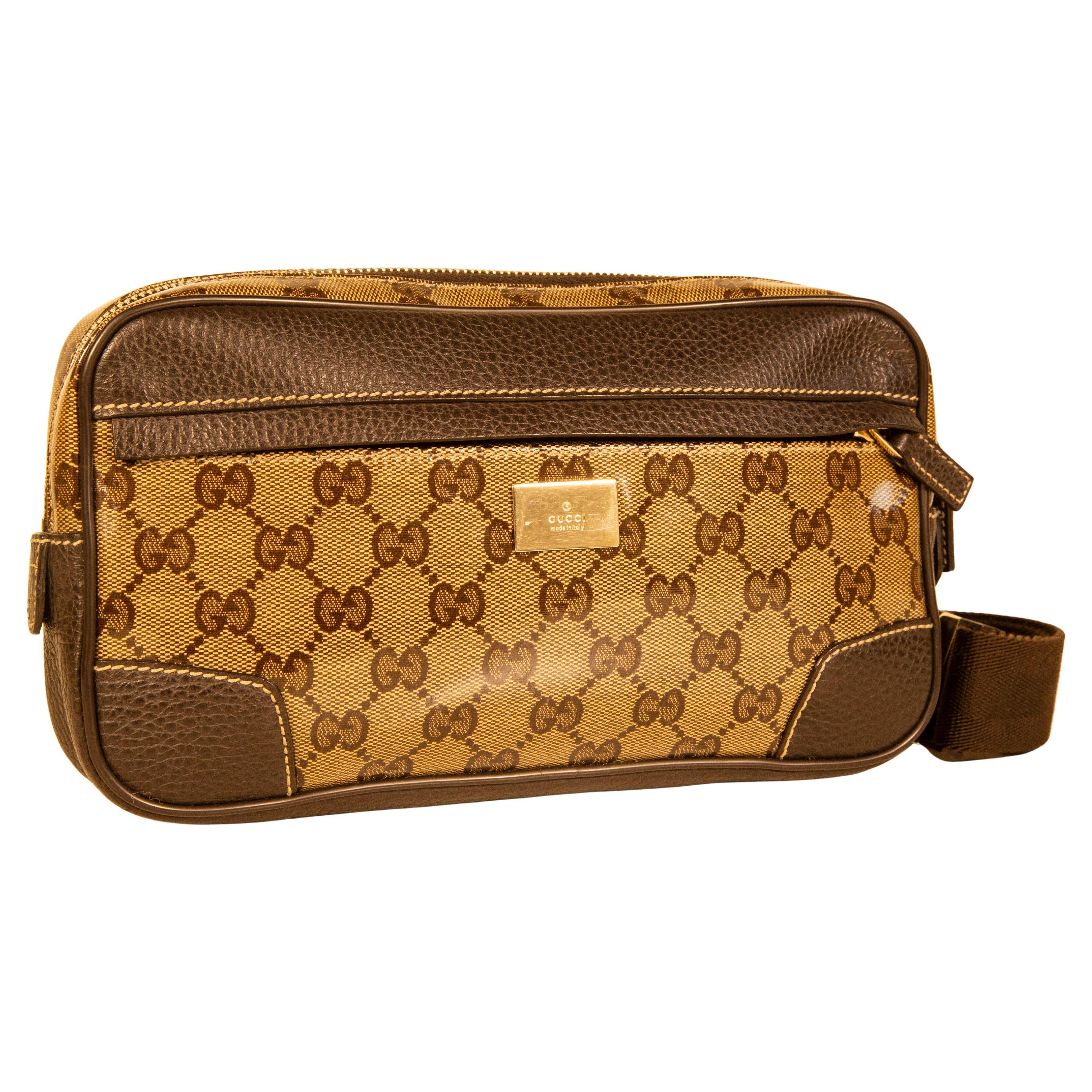 Borsa Gucci GG anni 2000 in PVC con cristalli e pelle marrone in vendita