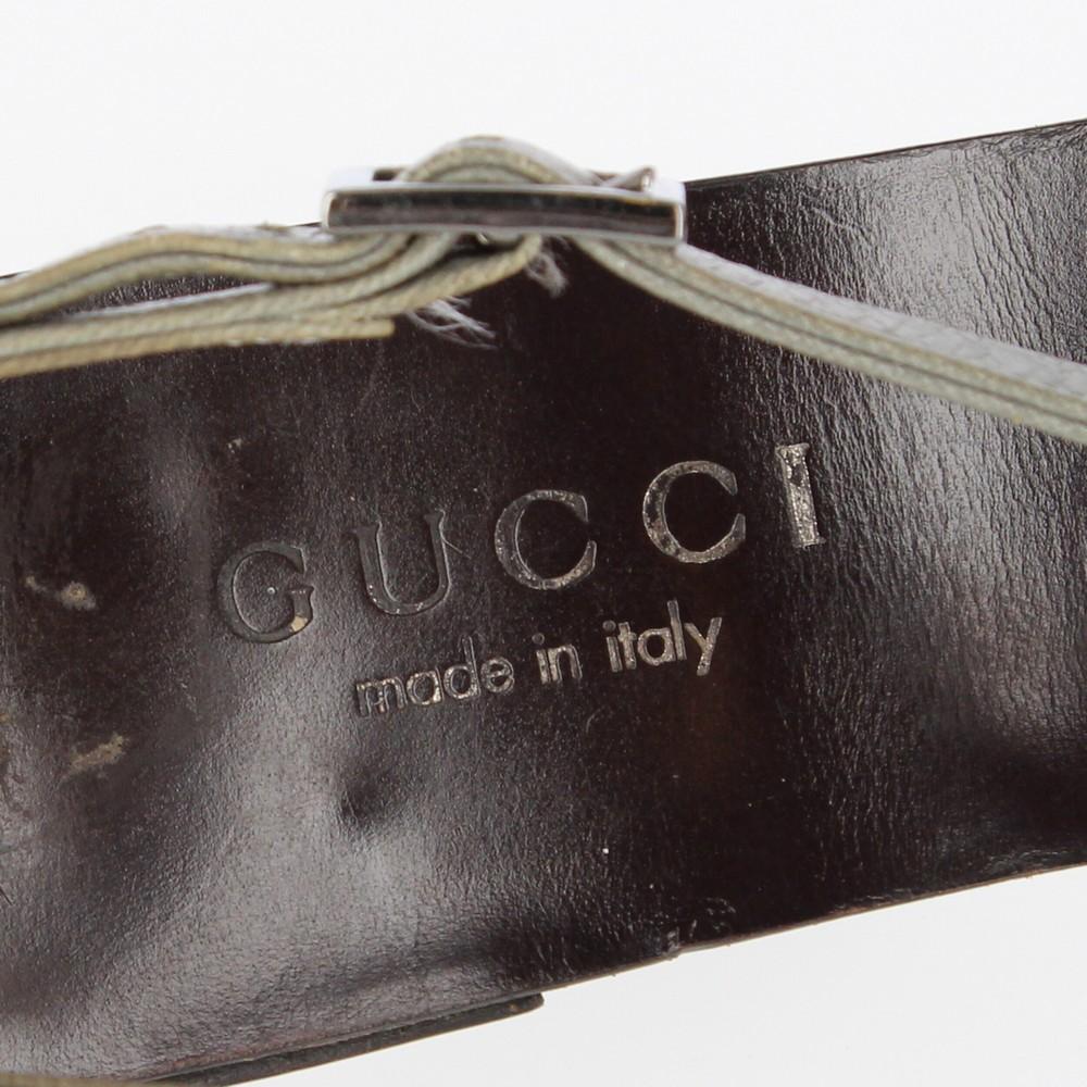 2000s Gucci Green Leather Sandals For Sale 7