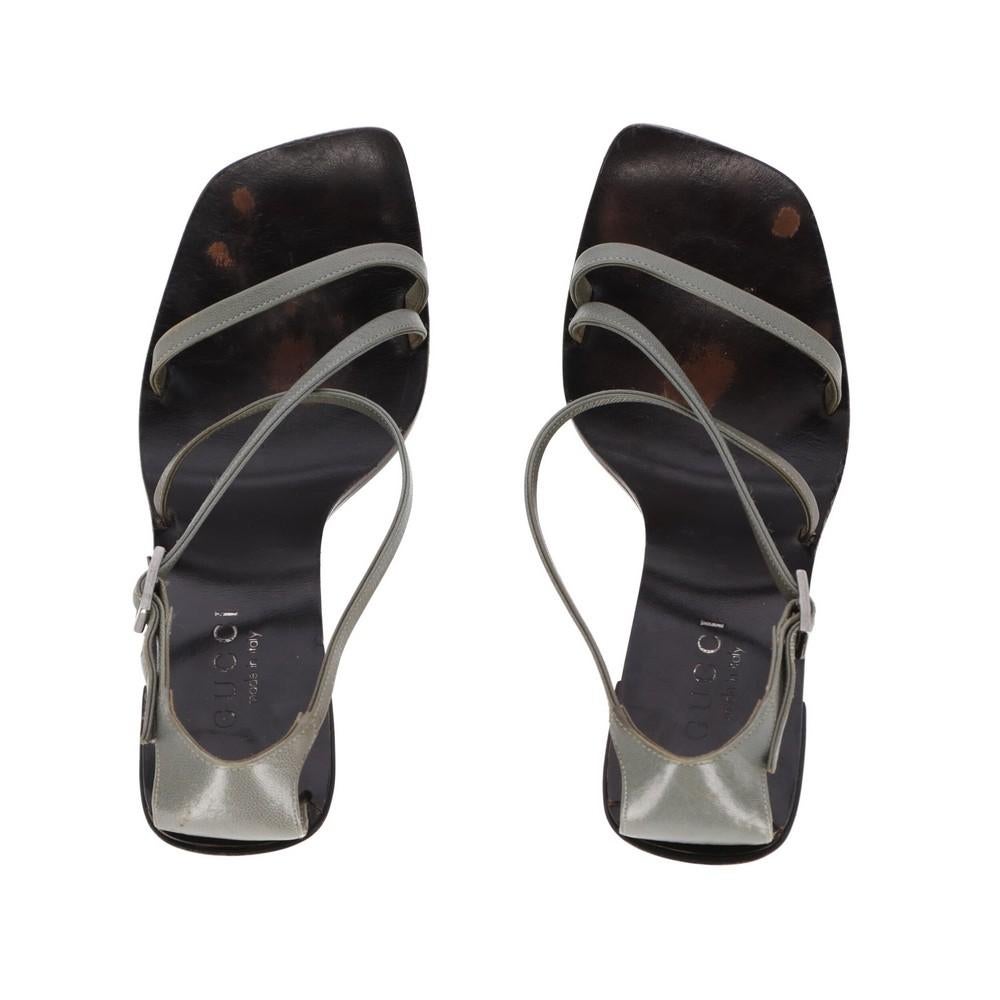 2000s Gucci Green Leather Sandals For Sale 2