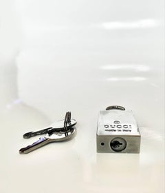 2000s Gucci Gun Metal Stainless Steel Luggage Padlock with Key Set