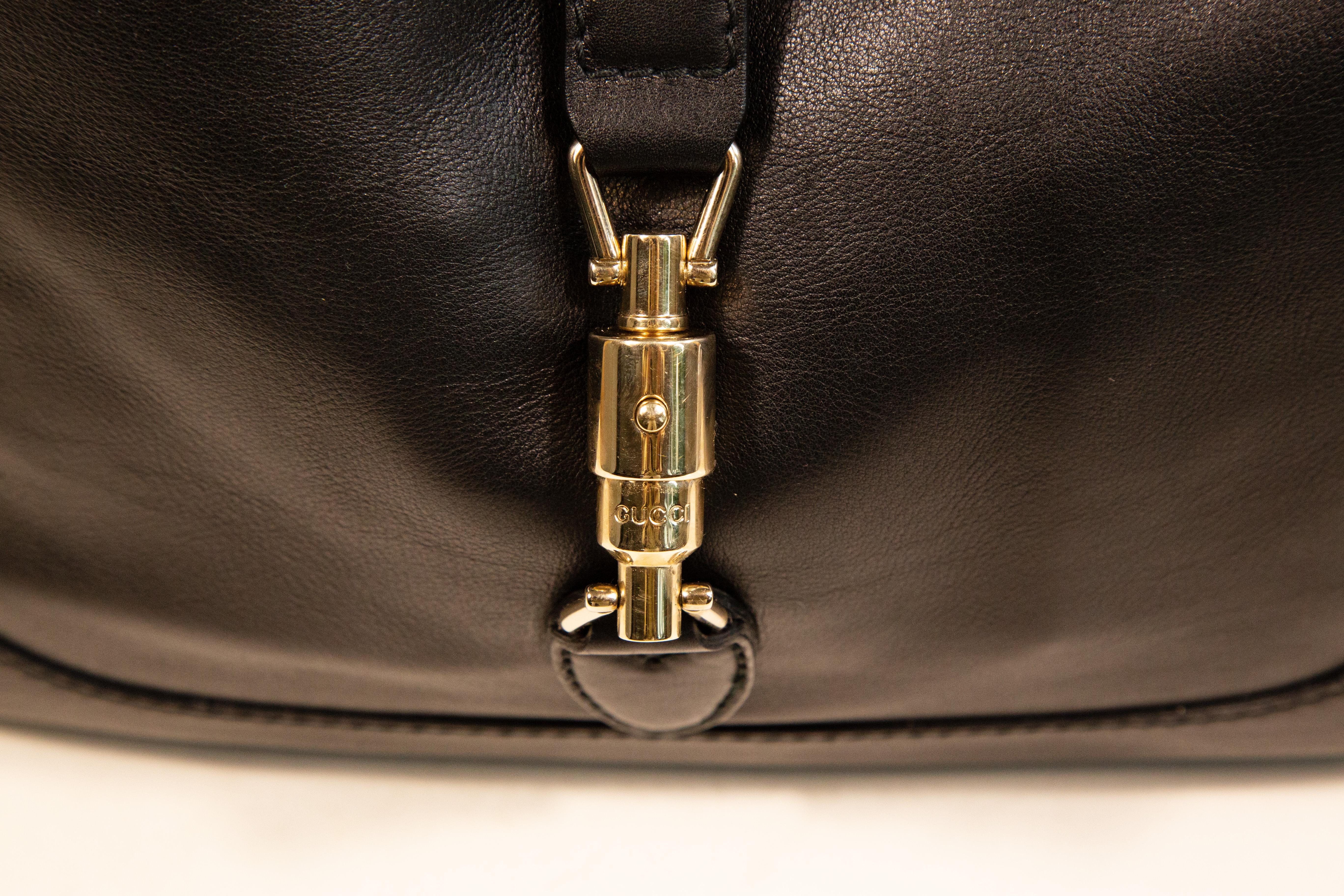 2000s Gucci Jackie Negro Cuero Hombro Crossbody Bolsa en Bueno Estado en Arnhem, NL