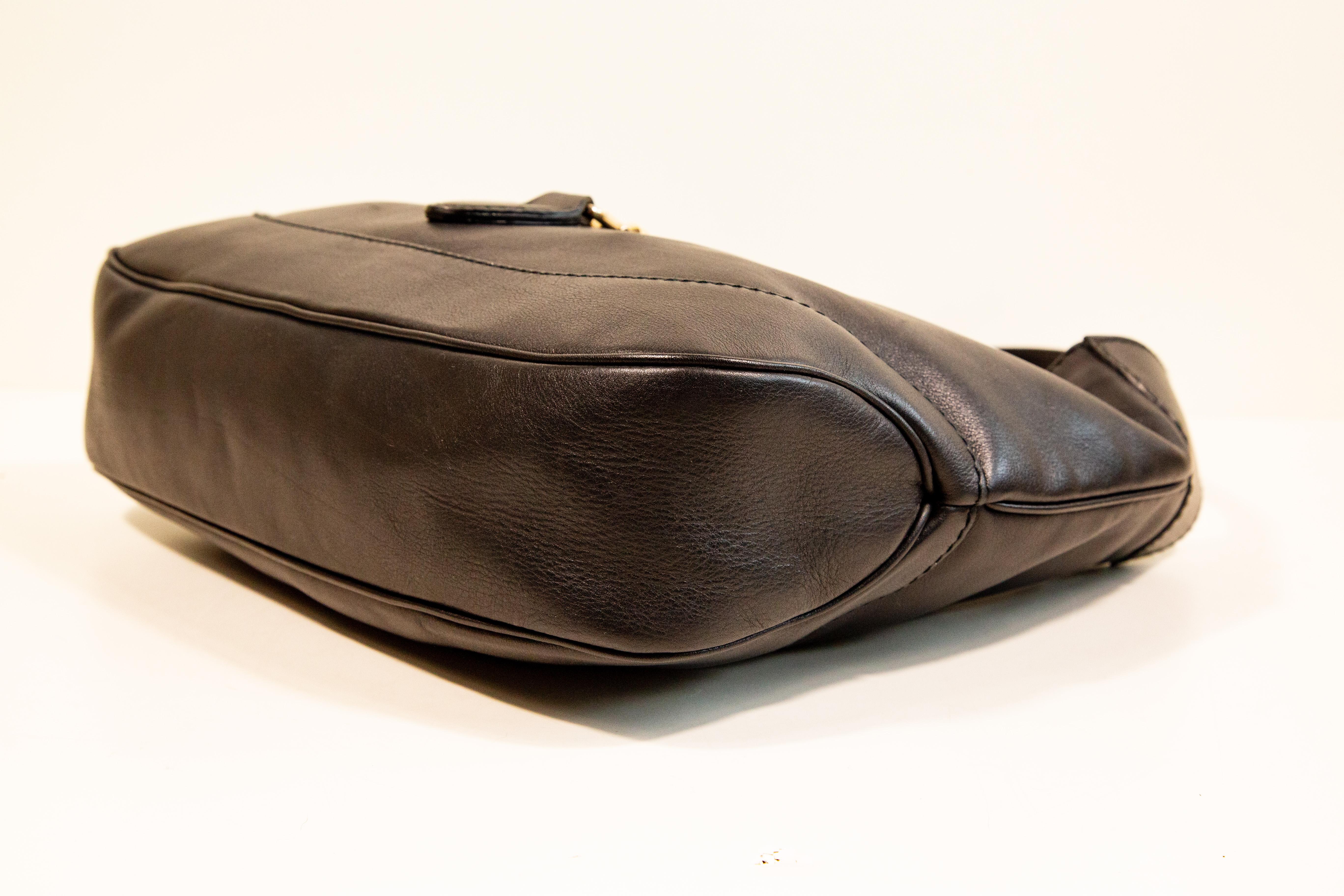 2000s Gucci Jackie Negro Cuero Hombro Crossbody Bolsa 2