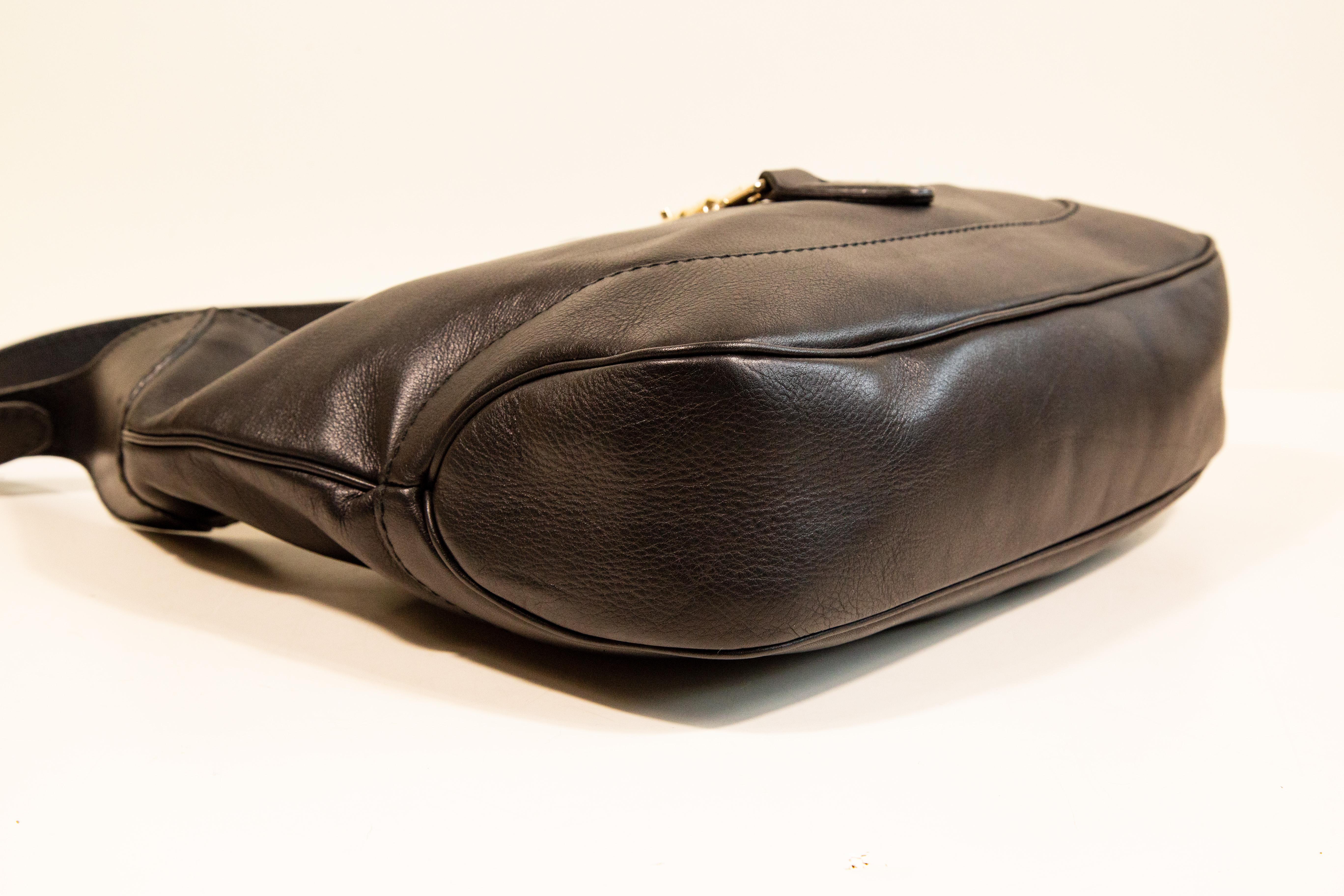 2000s Gucci Jackie Negro Cuero Hombro Crossbody Bolsa 3