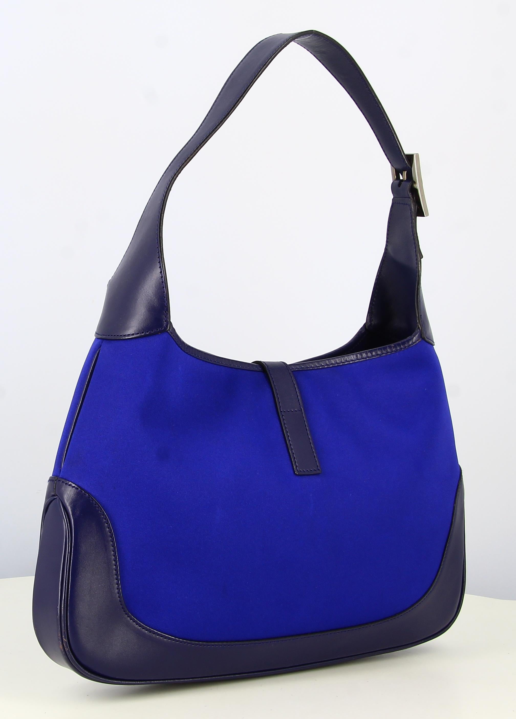 2000's Gucci Jackie Satin Blue Handbag For Sale 1